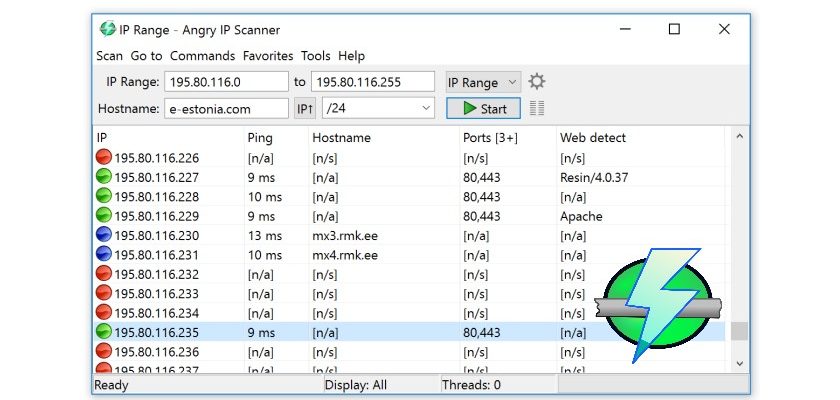 using angry ip scanner