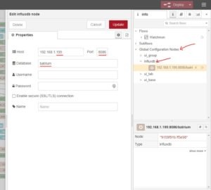 node-red influx config